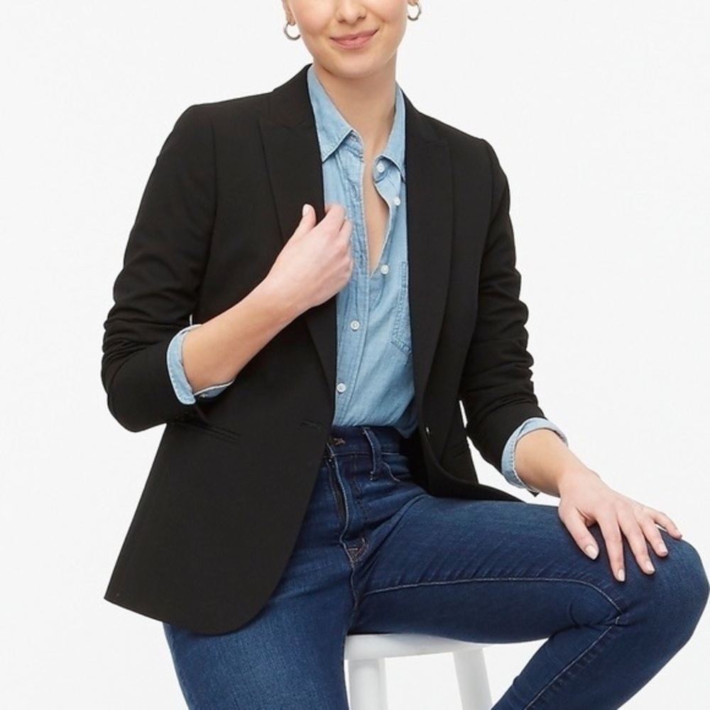 J. Crew Ruby Blazer Black One Button Size 2 - image 1